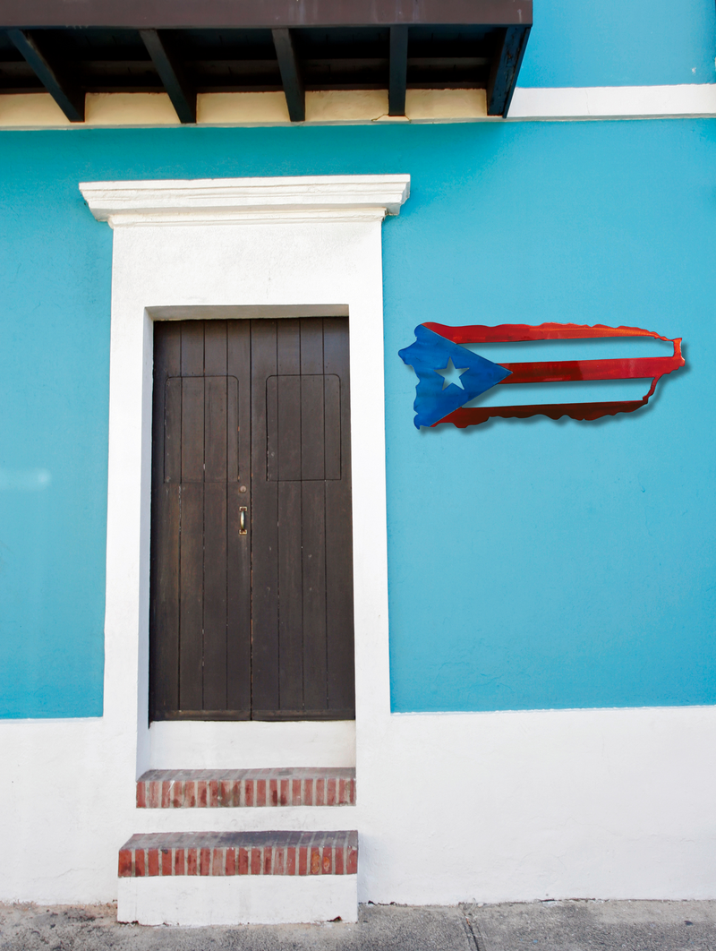 Puerto Rico Flag Map Metal Wall Art