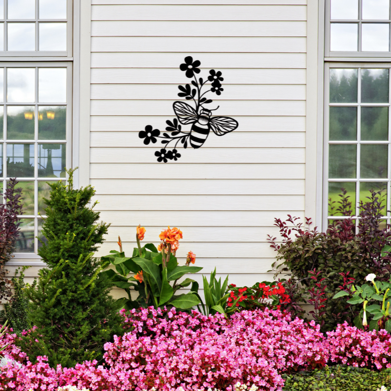 FLOWER AND BEE STEEL SIGN