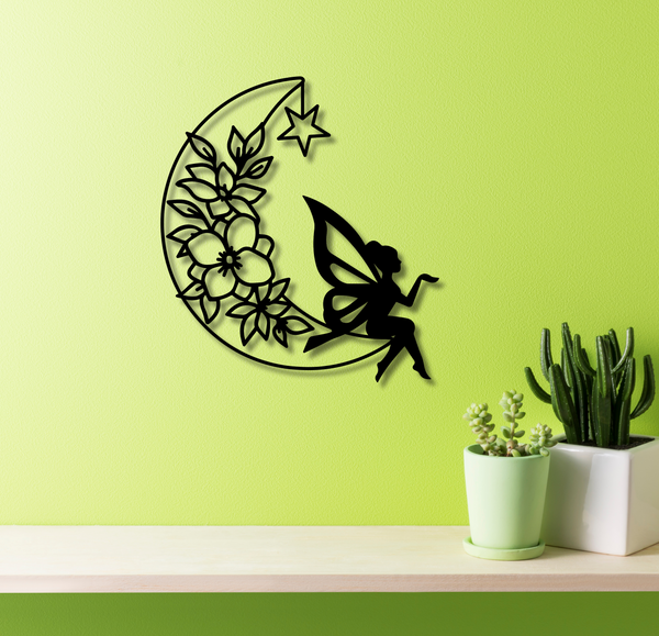 Fairy and the Moon Wall Metal Steel Sign