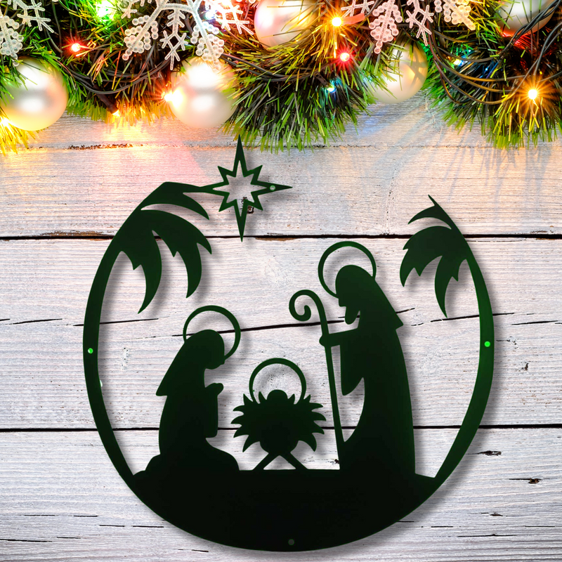 Color changing illuminated Christmas Nativity Scene