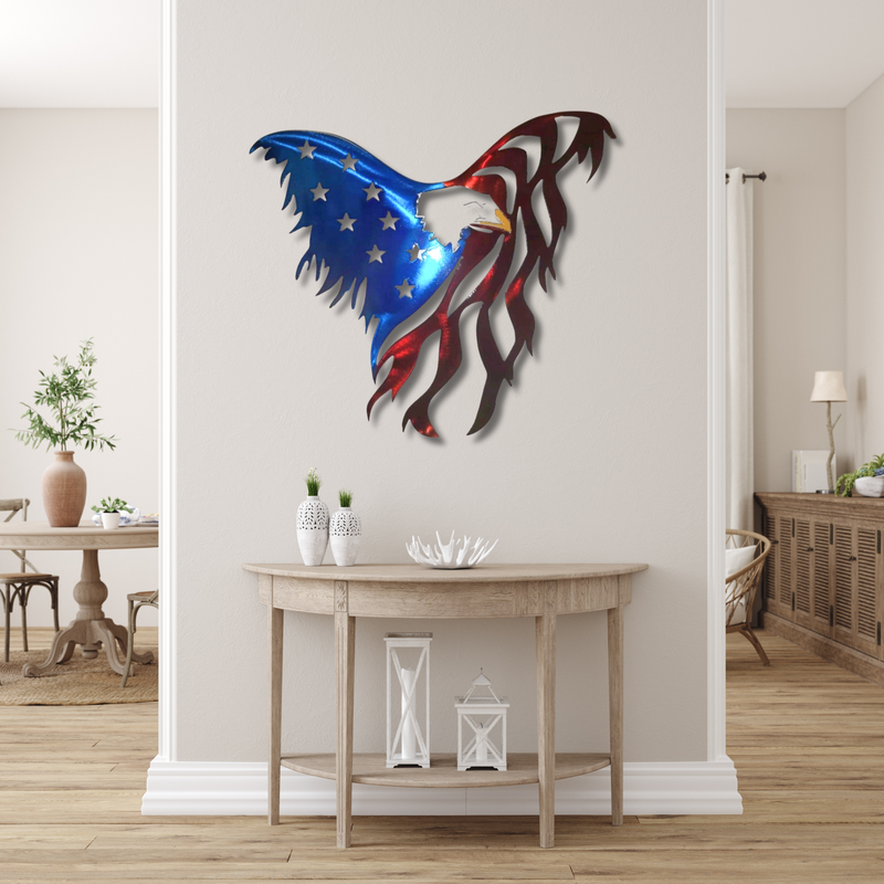 AMERICAN EAGLE STEEL FLAG