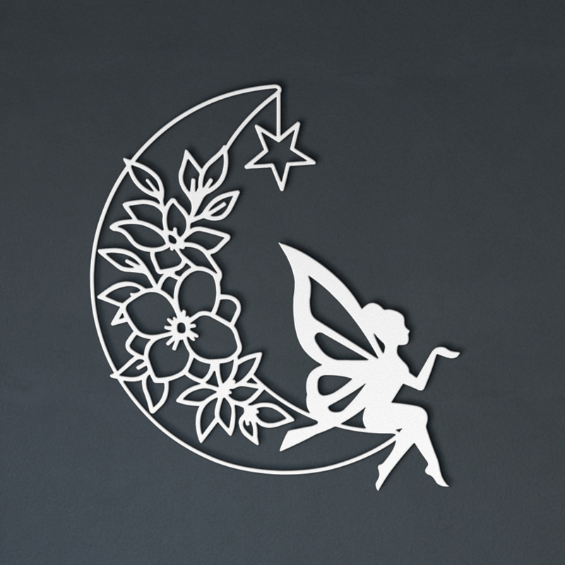 Fairy and the Moon Wall Metal Steel Sign