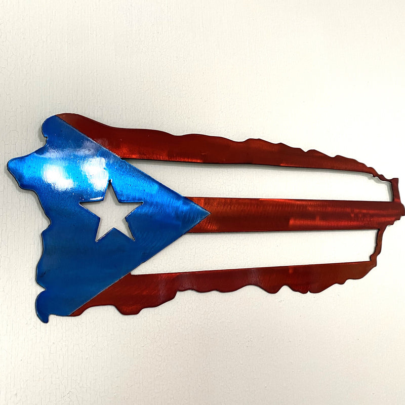 Puerto Rico Flag Map Metal Wall Art