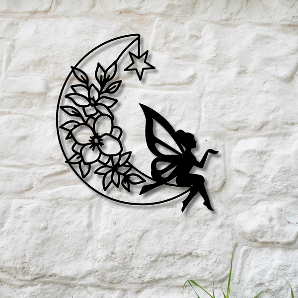 Fairy and the Moon Wall Metal Steel Sign