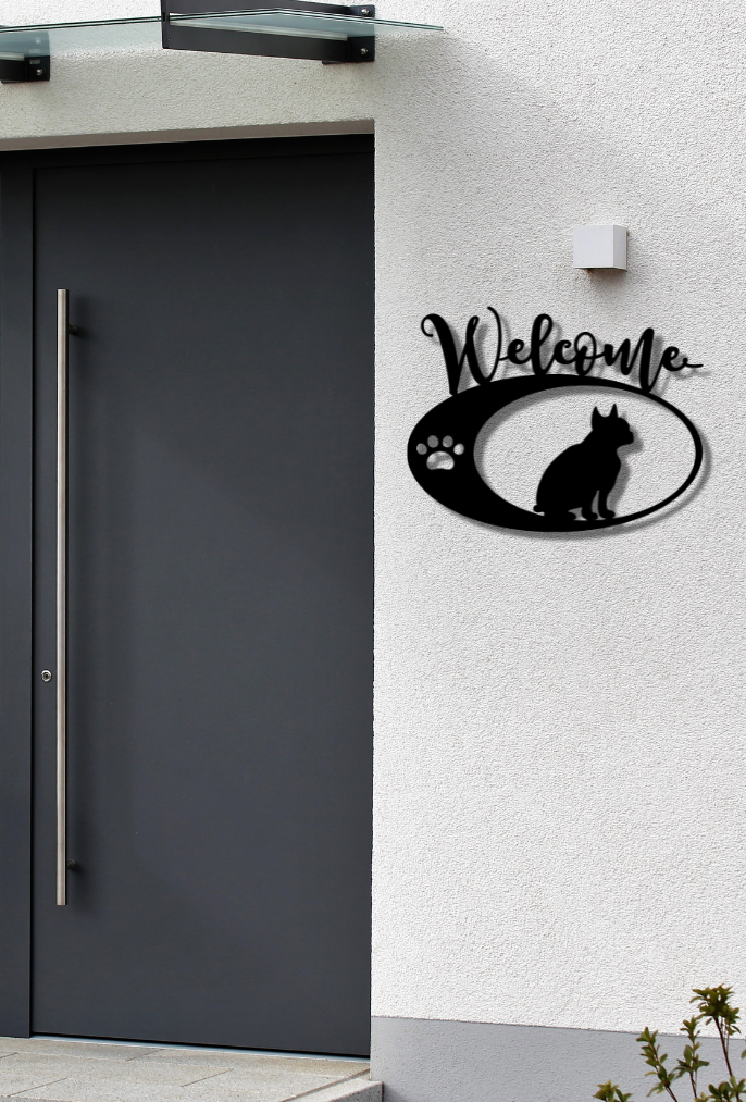 Frenchie Welcome Steel Sign