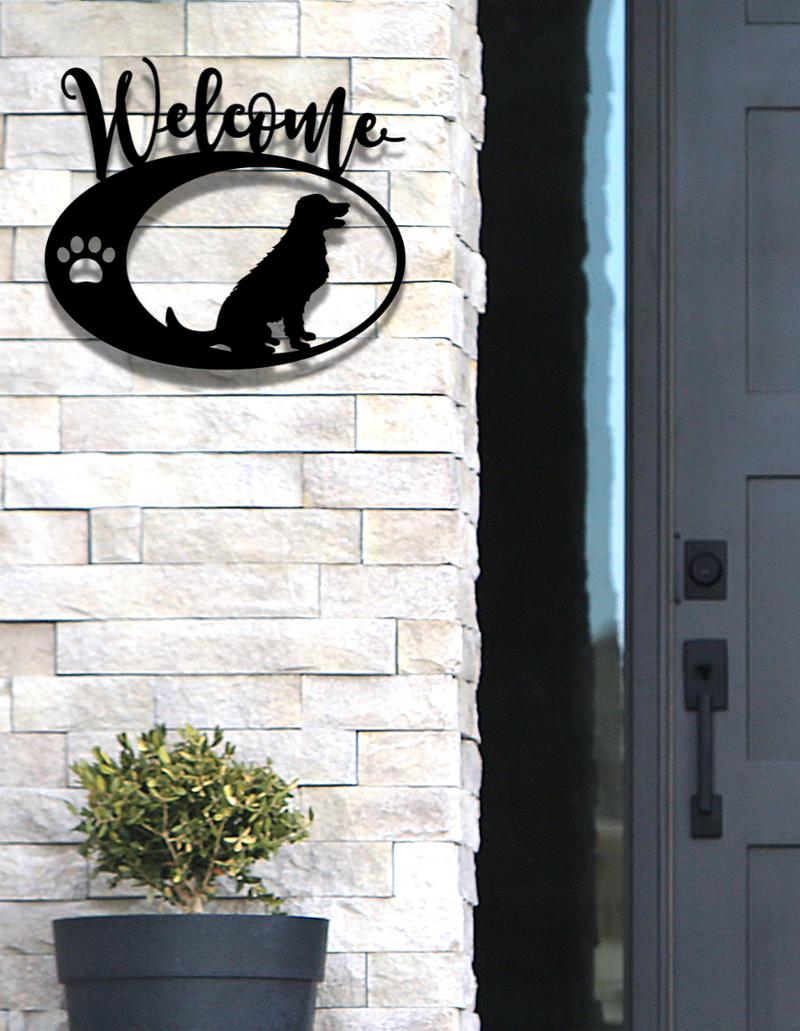 Golden Retriever Welcome Steel Sign