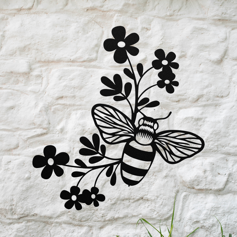 FLOWER AND BEE STEEL SIGN