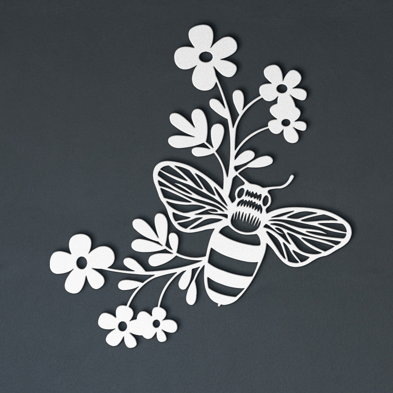 FLOWER AND BEE STEEL SIGN