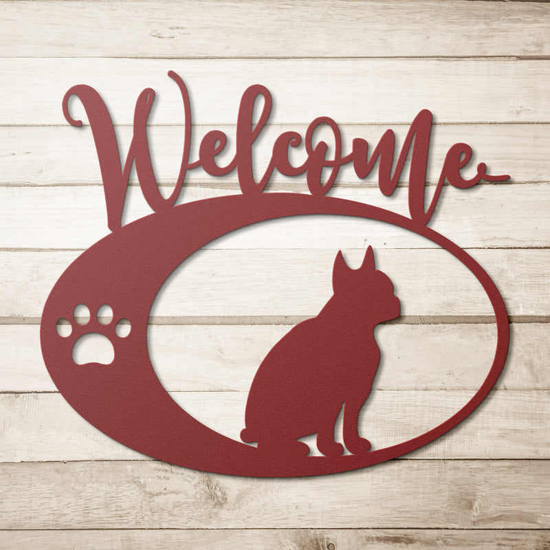 Frenchie Welcome Steel Sign