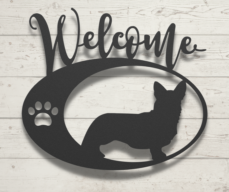 Corgi Welcome Metal Sign